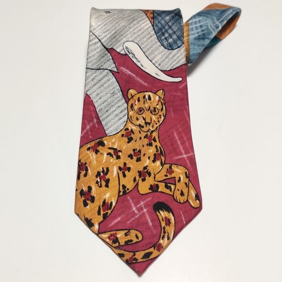 1991 Vintage World Wildlife Fund WWF design #106  Animal Print Silk Tie - Picture 7 of 8